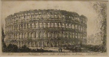 colosseum, flavian amphitheater, aged artwork