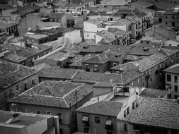 roof view of old town, black and white