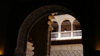 palace balcony with balustrade, spain, sevilla, Alcazar