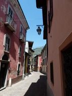 old houses on alley in village, italy, entracque