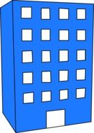abstract multi-storey blue building
