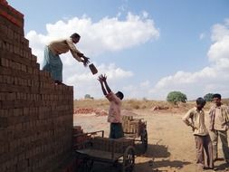 brick laying workers on the country side