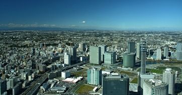 cityscape with skyscrapers in downtown, japan, yokohama