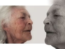 two old woman faces, collage