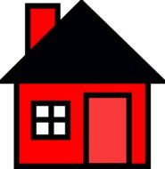 clipart,painted red black house