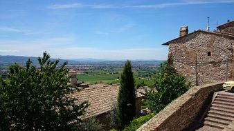 stone stepway in medieval town, italy, tuscany, assisi