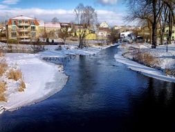 snowy winter in small town, germany, perleberg