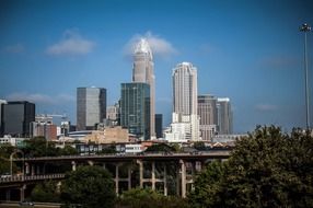 multi-level bridge at city, usa, north carolina, charlotte