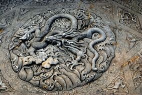 dragon, ancient stone carving, china, forbidden city