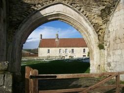 gateway of medieval priory, uk, england, kirkham