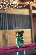 flowers glass jar daisies yellow for room` decoration