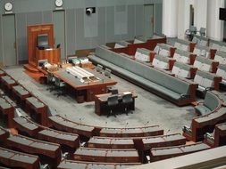 interior of room in parliament, australia, canberra