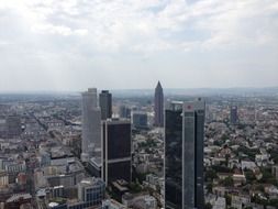 skyline with skyscrapers under clouds, germany, frankfurt