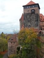 watchtower of imperial castle at autumn, germany, nuremberg