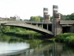 fragment of concrete bridge at coast, belgium, antwerp