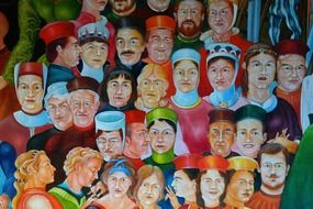 middle canvas with painting of human faces, monastery of lorch