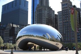 city mirroring on chicago bean, usa, illinois