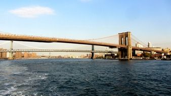 brooklyn bridge across east river, usa, manhattan, nyc