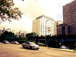 cars on street in city