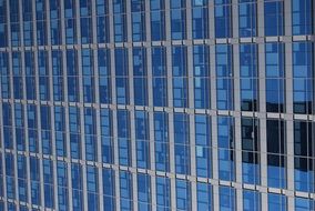 blue and grey rectangular pattern of modern facade, usa, illinois, chicago