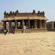 people at vijaya vittala, ancient hindu temple, india, hampi