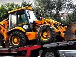 yellow excavator close up