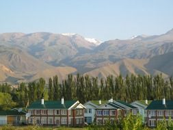 two-story houses in the valley of the Kyrgyz Republic