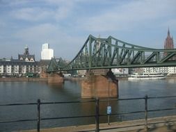 Eiserner Steg, Iron footbridge across main river, germany, frankfurt