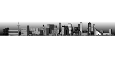 black and white skyline of toronto, illustration