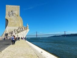 A monument to discoveries on the Lisbon embankment