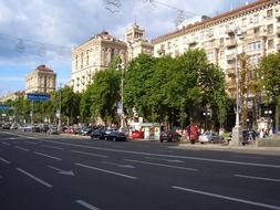 soviet multi-storey buildings along street, ukraine, kiev