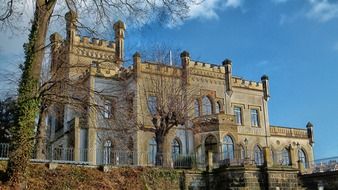 art nuvo mansion behind fence, germany, dresden