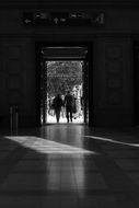 Door to the city, black and white