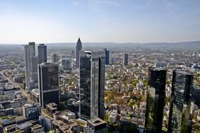 downtown in top view of city, germany, frankfurt
