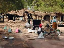 dark skin people in slum, burkina faso