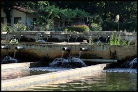 dams with water drainage in countryside