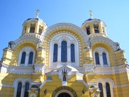 beautiful St Volodymyrâs Cathedral, detail of facade at sky, ukraine, kiev