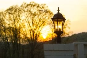 street lamp on sunset background