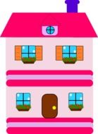 cartoon pink two-storey house as an illustration