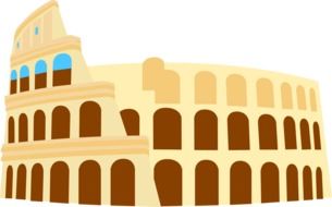 facade of colosseum, colorful illustration