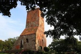 rock ruin historical church tower tree