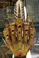 golden dragon with five heads in Wat Phra Kaew, Jade Buddha Temple, Thailand, Bangkok