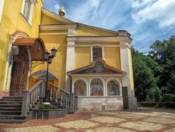 porch of orthodox church, russia, moscow