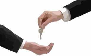 male hands with door key