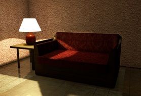 sofa and lamp on table, interior