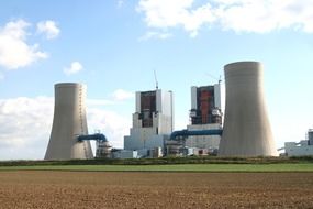 lignite-fired power plant Neurath at field, germany, Grevenbroich