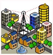 wireless connection in city, conceptual illustration