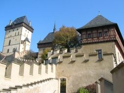 karlstein castle against blue sky, Czech, prague