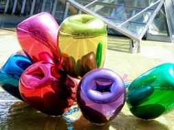 stainless steel modern colorful sculpture, artist Jeff Koons