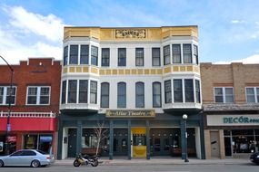 atlas theatre building on street, usa, wyoming, cheyenne